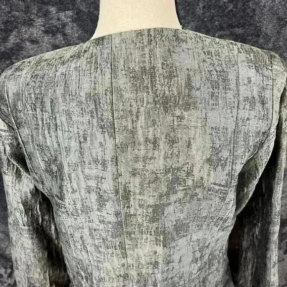 Eileen Fisher Rye Mirage Crinkle Jacquard Silk Cotton Blend Blazer Jacket Sz M - Picture 9 of 13